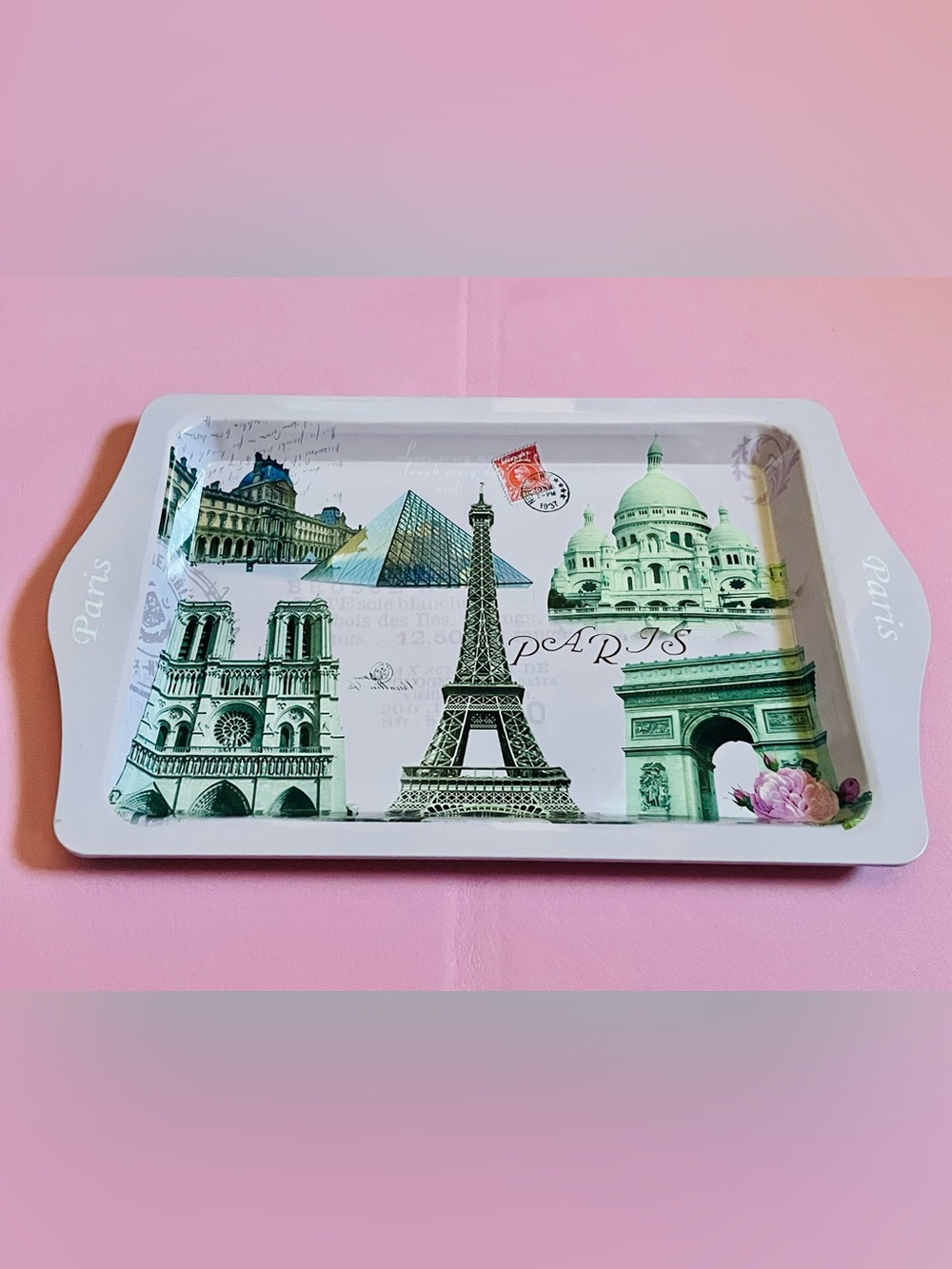 NEW Paris Landmark Decorative Tray Pink
